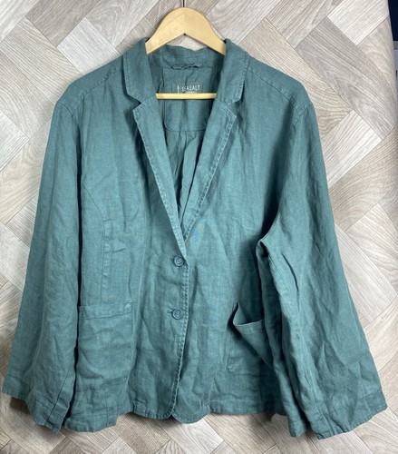 SEASALT Cornwall Blinker Blazer 100% Leinen grün Knopfleiste ca. Größe XXL