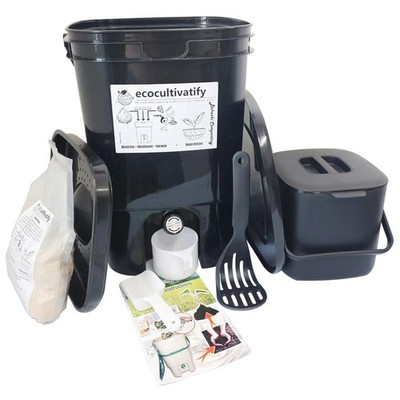 20L Bokashi Bucket with Air Sealing Lid, 5.28 Gallon Compost Bin, Kitchen Com...