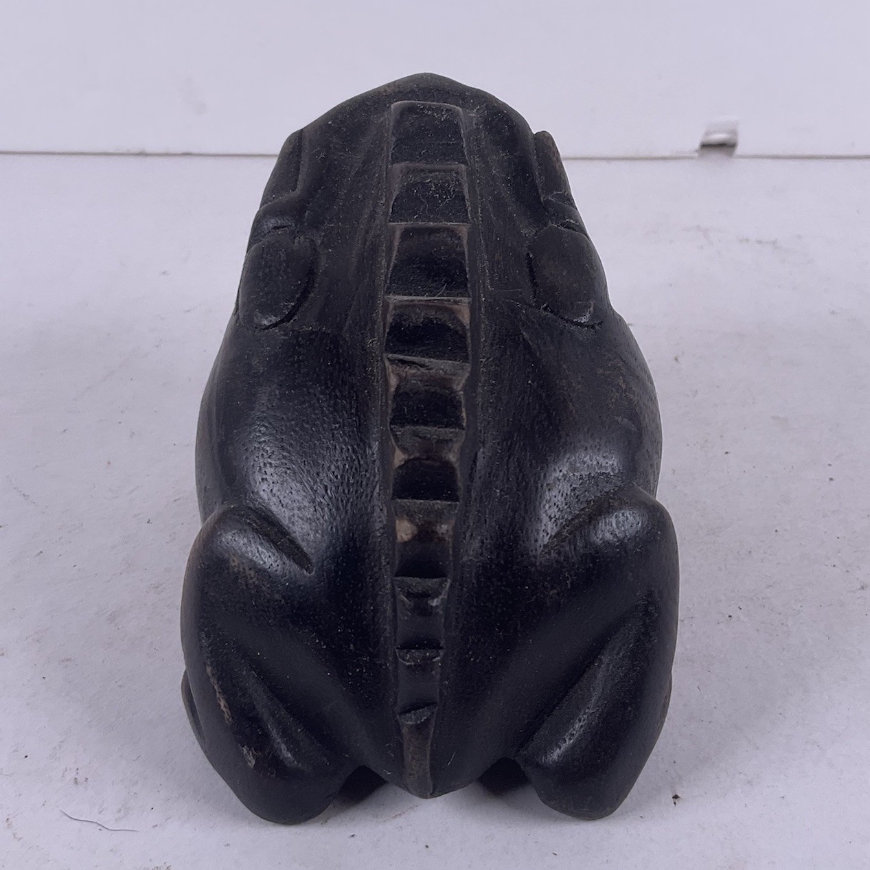 Vintage Carved Guiro Percussion Wooden Frog Instrument Croaking Ribbit ZZ Frog