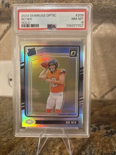 2024 Panini Donruss Optic - Rated Rookie Bo Nix #209 Holo Prizm (RC) PSA 8