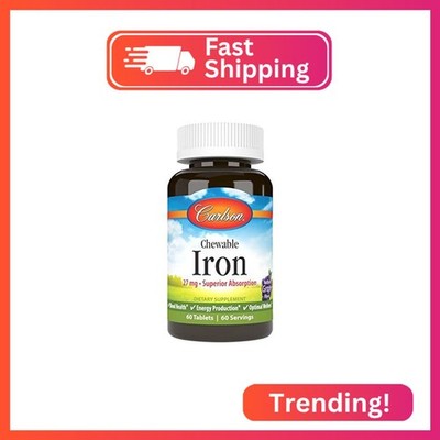 Carlson - Chewable Iron, 27 mg - Superior Absorption, Blood Health, Energy Produ