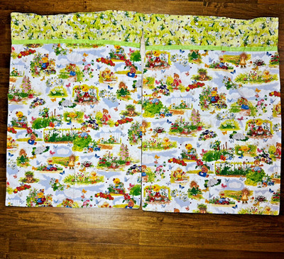 VTG Suzys Zoo Pillow Covers Handmade Nursery Cottagecore Pair Set of 2 31''x22''