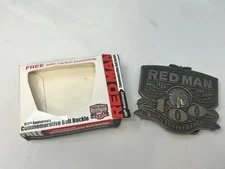 2004 RED MAN Chewing Tobacco 100th Anniversary Brass Belt Buckle