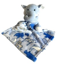 Elephant Lovey Plush Blanket Blue Safari Animals 10 x 10" Little Beginnings
