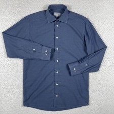 Eton Shirt Mens Medium Slim Fit 15.5/39 Blue Geometric Preppy Workwear Office