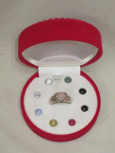 sterling silver gemstone ball ring 925 SE 8 polish balls size 7 interchangeable