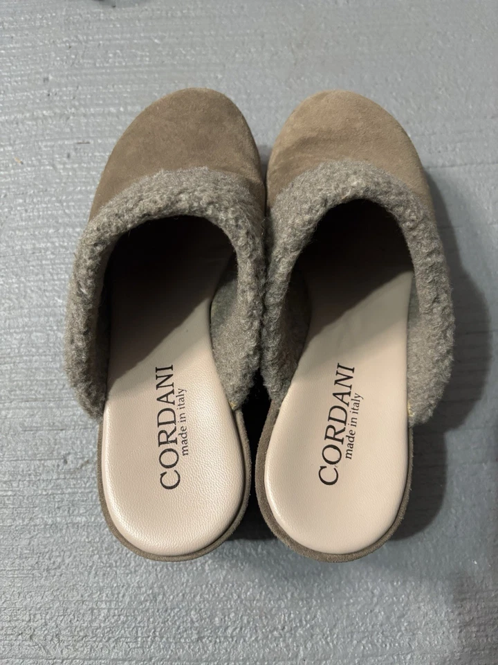 Zuecos Cordani para mujer talla 6,5, 37 gamuza tostada zapatos hechos en Italia Foto 2 de 4