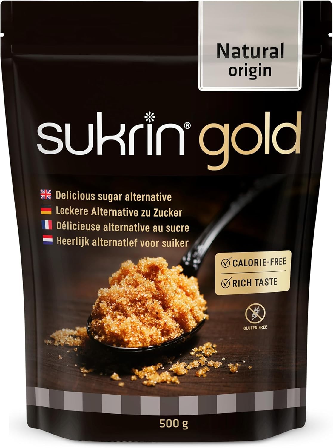 Sukrin Gold - Natural Brown 1:1 Sugar Substitute with Erythritol and Stevia, Ze