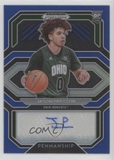 2021-22 Prizm Draft Picks College Penmanship Blue 15/149 Jason Preston Auto 1pe9