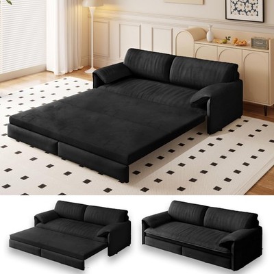 66'' Queen Size 3-in-1 Convertible Sleeper Sofa Futon Sofa Bed w/ Pull Out Bed