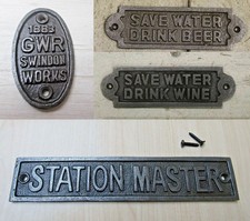 Rustic cast iron Wall door sign plaque emblem vintage antique old style