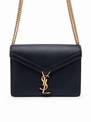 Saint Laurent Cassandre Envelope Bag Black Leather YSL Chain Shoulder Crossbody