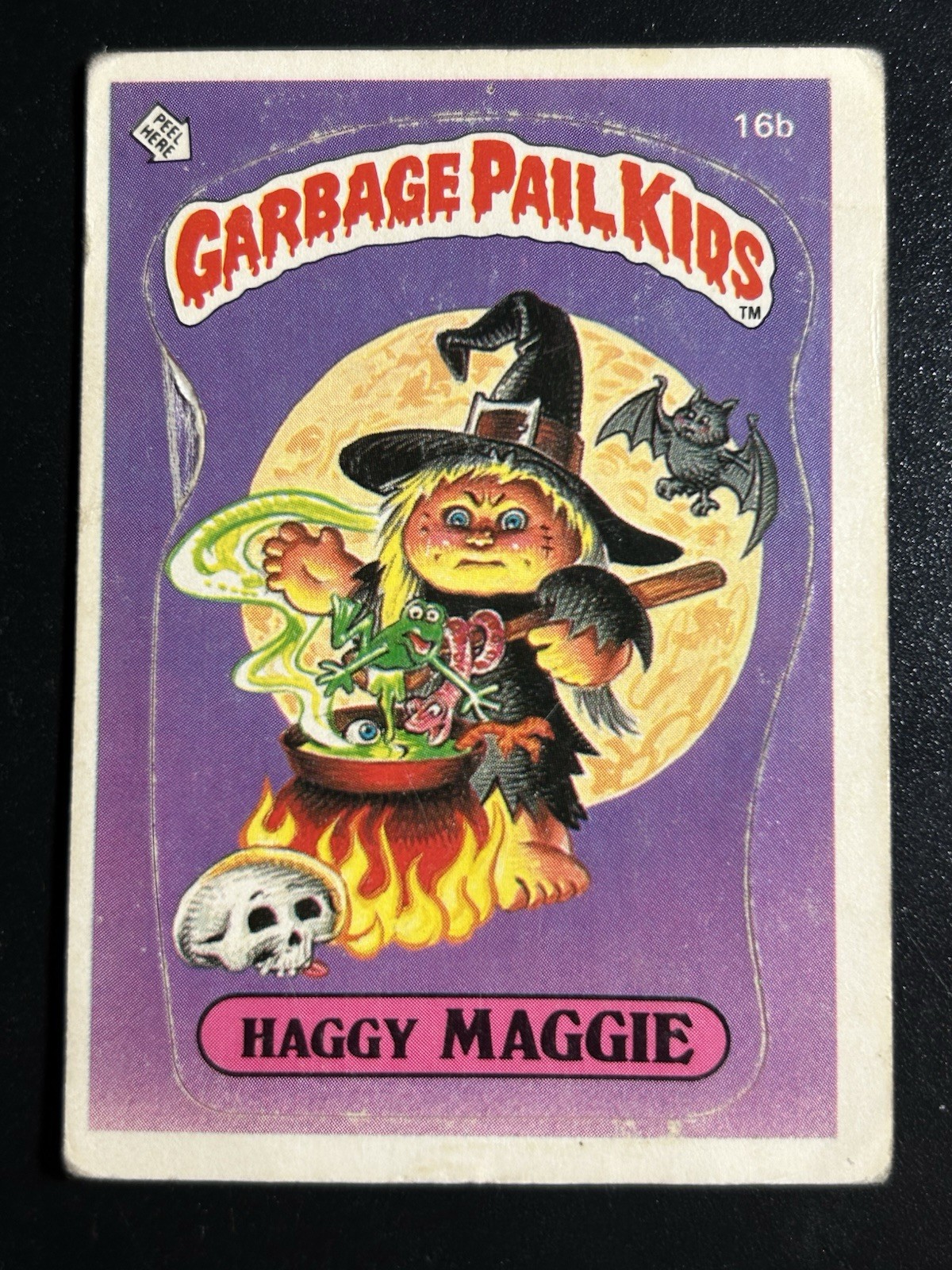 1985 Garbage Pail Kids GPK First Original Series 1 OS1 16b Haggy Maggie GLOSSY