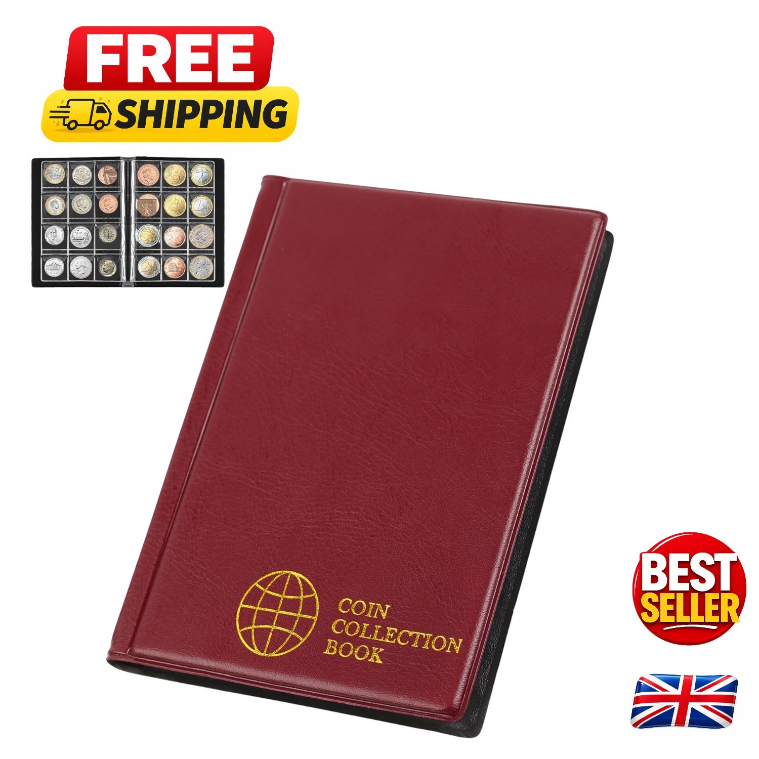 120 Pockets Coin Collection Album - Fits Coins Under 25mm, 30x30mm/1.2x1.2 In...