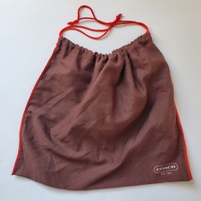 Coach Brown Cloth Dust Cover Red Trim / Drawstring Bag 16x13 Handbag Shoes Purse