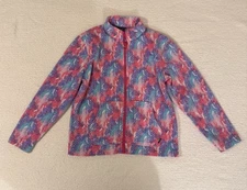 Eddie Bauer Fleece Jacket Girls Sz M (10/12) Tie Dye Pink Purple Zip Up
