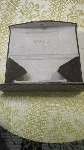 GUCCI Foldable Eyeglass / Sunglass Case Trifold Brown Leather with Embossed Logo - Picture 7 of 12
