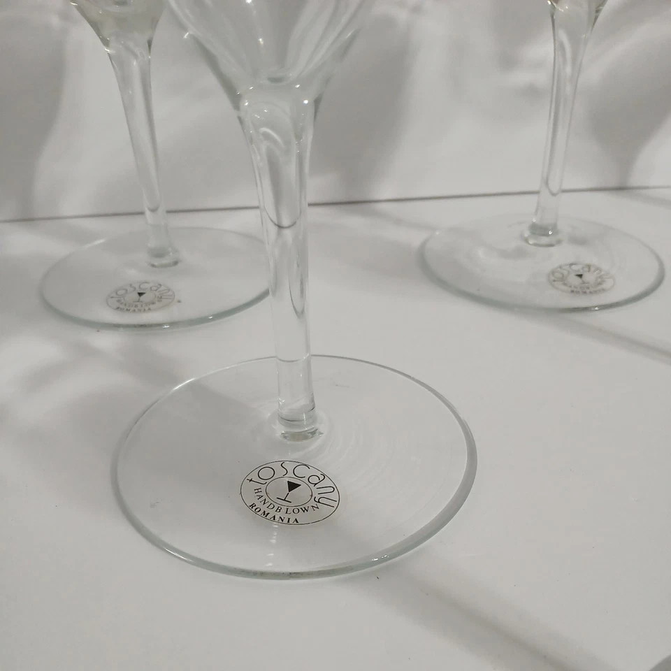 Toscana Cristal Soplado a Mano Vidrio Margarita Pie Transparente Juego de 6 RÁPIDO Envío Gratis Foto 3 de 4