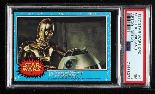 1977 OPC Star Wars #2 See-Threepio and Artoo-Detoo — PSA 7