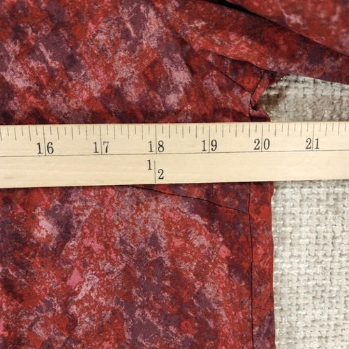 Logo Lori Goldstein Blouse Ruffle Hem Womens S Red Marbled Print Boho NWOT - Picture 4 of 10