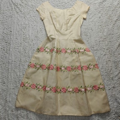 VTG Floral Aline Prom Dress Womens Formal Garden Tea Party Easter Homemade  | eBay
