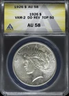 1926-P $1 Peace Silver Dollar ANACS AU 58 | VAM-2 DD Rev Top 50