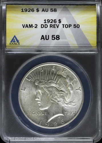 1926-P $1 Peace Silver Dollar ANACS AU 58 | VAM-2 DD Rev Top 50