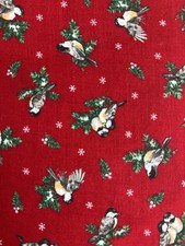 Christmas Festival Birds Red Fabric 2YD 6" x 42" Quilter's Cotton Cranston VIP
