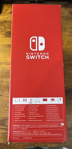 Nintendo Switch OLED 64GB Console Bundle Neon Red Blue Joycons Dock CIB Complete - Picture 2 of 18