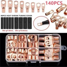 140x Copper Wire Lugs Battery Cable Ends Terminal Connectors Assortment Kit SALE
