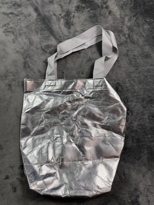 Athleta Tote Bag Silver Reusable Lightweight Eco Shopping Gym Yoga Metallic