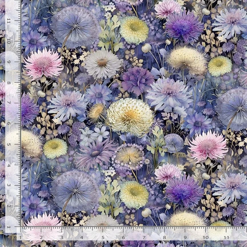 Mystic Meadow Floral Fabric | Packed Wild Flower Multi | Timeless Treasures YARD - Image 1 of 1