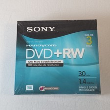 Pack of 3 Sony Handycam DVD RW Mini Discs 1.4GB 30 Min Single Sided AccuCORE
