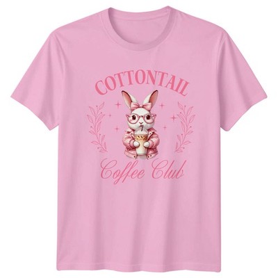 Cottontail Coffee Club Damen T-Shirt Bunny Rabbit Aesthetic Coffee Lover