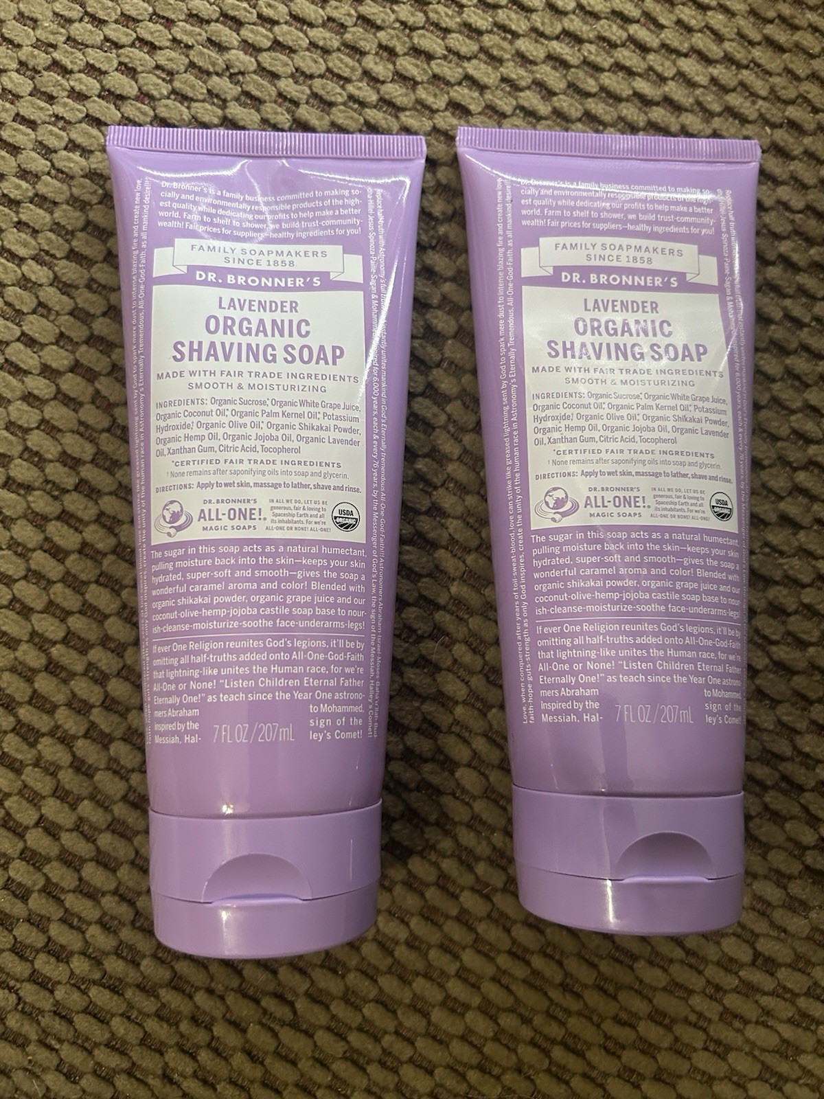 ❤️2-Dr. Bronner's Lavender Organic Shaving Soap, 7 fl oz