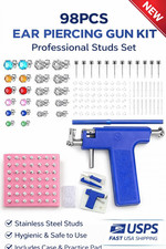 98PCS Ear Piercing Gun Kit Professional Studs Set Tool Stainless Steel