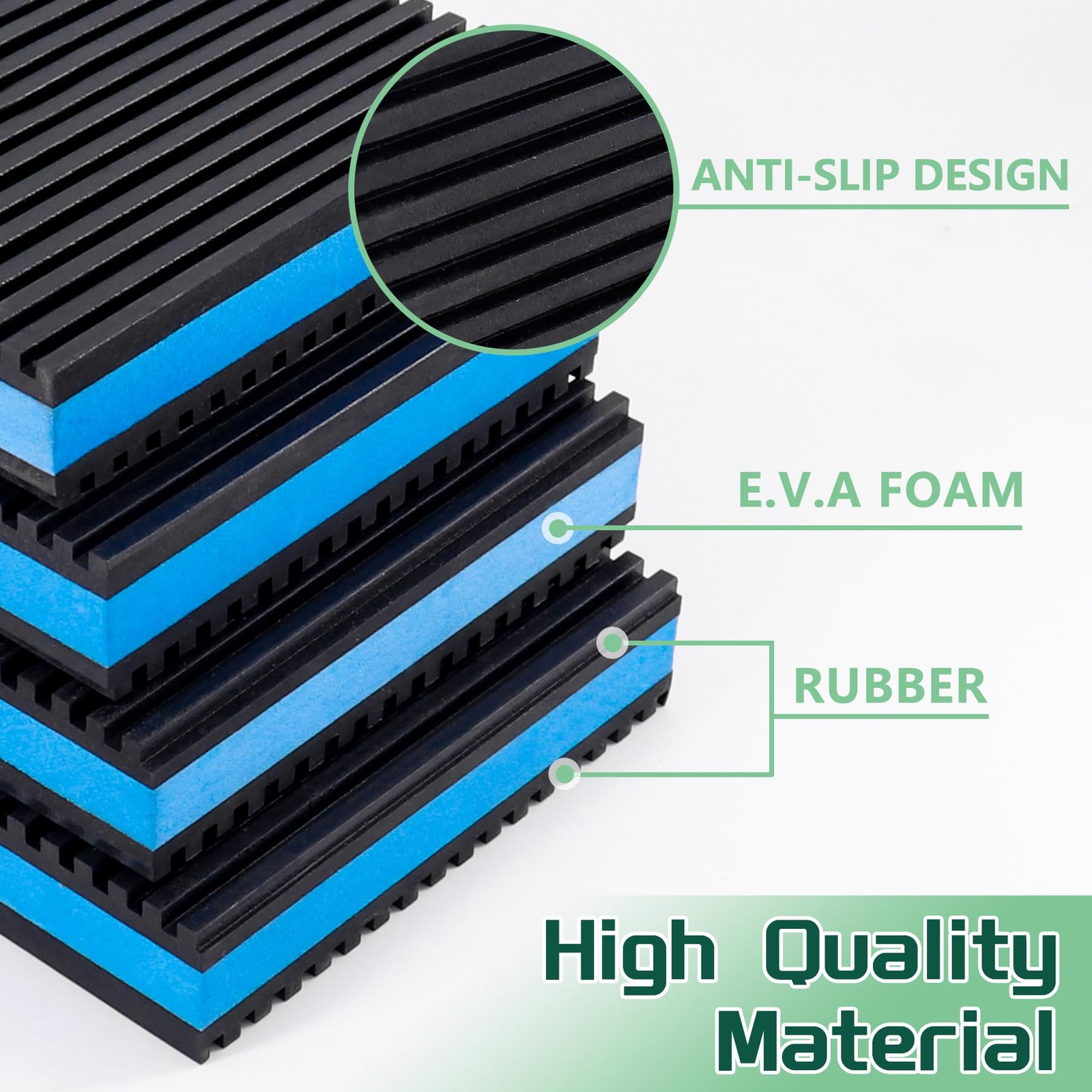 Memrita 4 Pack 6" X 6" X 7/8" Anti Vibration Pads,Heavy Duty EVA Pads,Blue Ri...