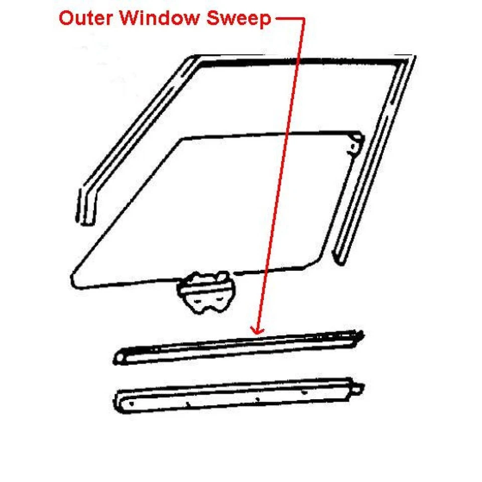 Outer Window Sweep Rubber Gasket Felt Driver Side Left LH for 78-80 Monte Carlo - Image 2 of 2