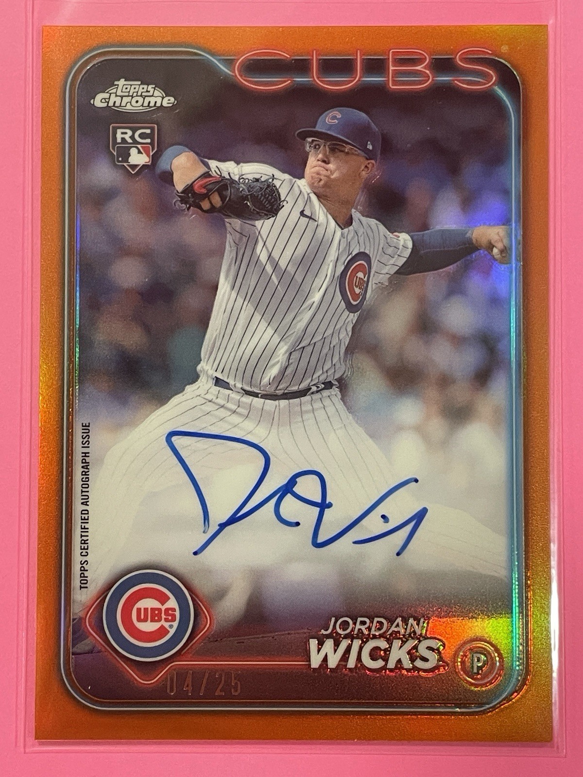 2024 Topps Chrome Jordan Wicks Rookie Auto Orange Refractor /25 RC #RA-JWS