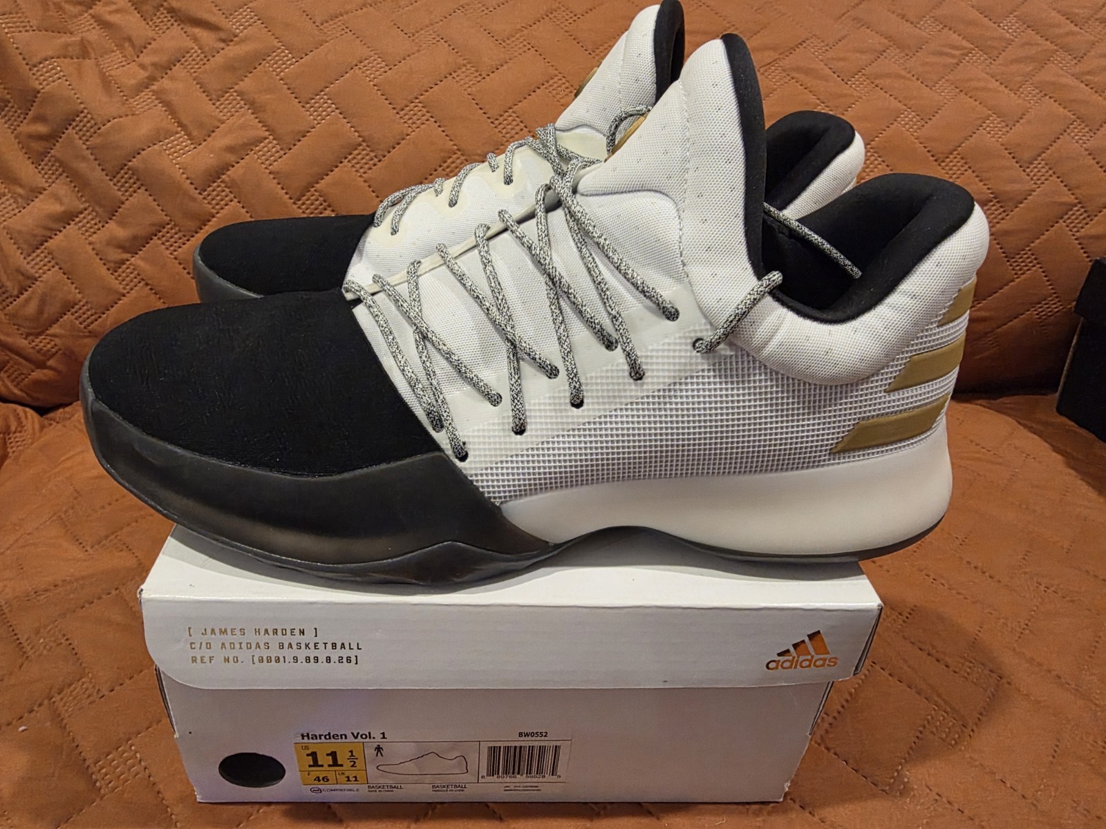 Adidas James Harden Vol 1. BY3481 Black/White/Gold Sz 11.5 N