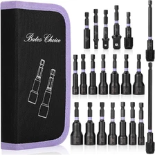 21-Pc Magnetic Nut Driver Set 1/4" Hex Shank SAE Metric w/ Case Impact Drill