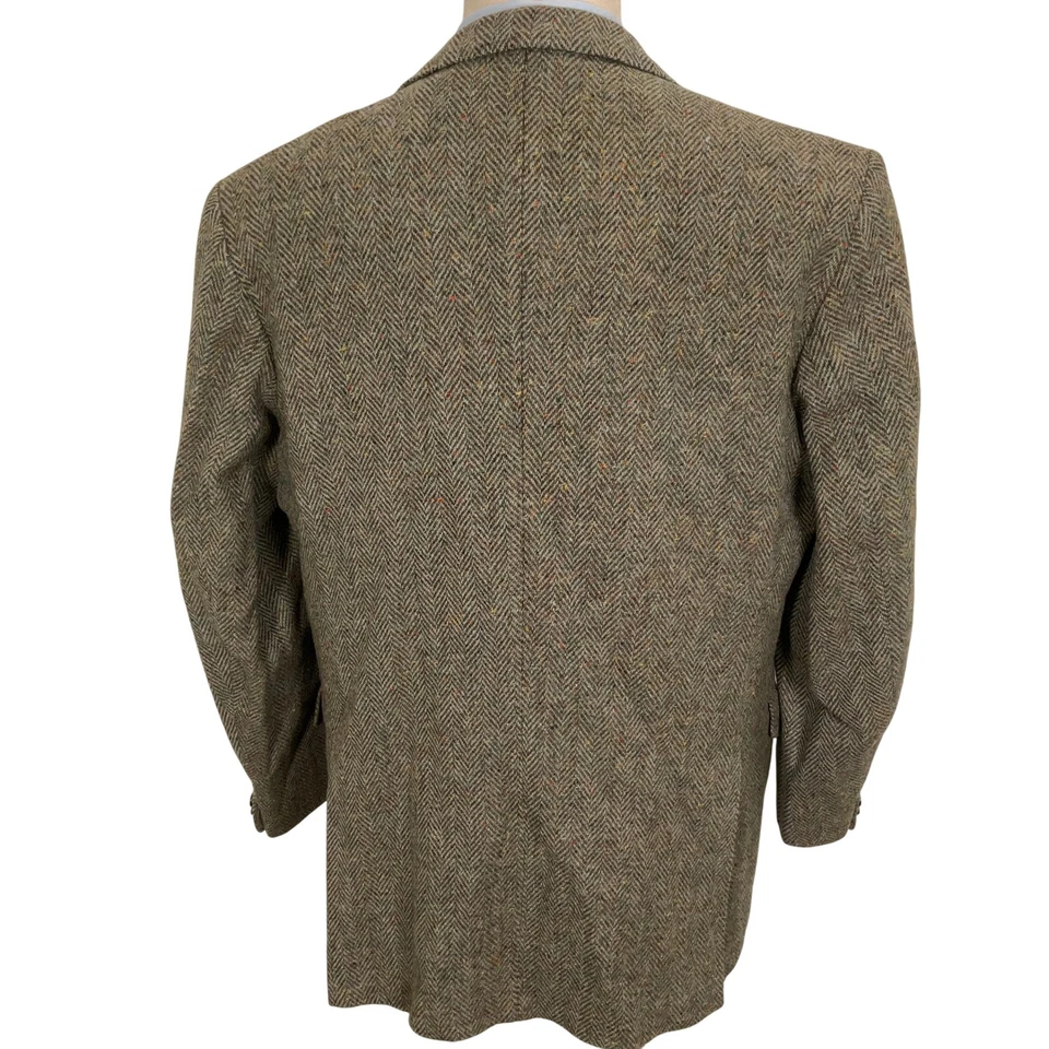 Magee Donegal Blazer Men 44L Brown Multi Herringbone Handwoven Tweed Sport Coat - Image 4 of 4