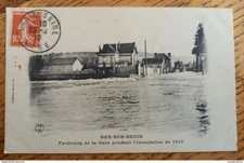 Bar sur Seine (Aube) - Faubourg de la Gare pendant l'Inondation de 1910
