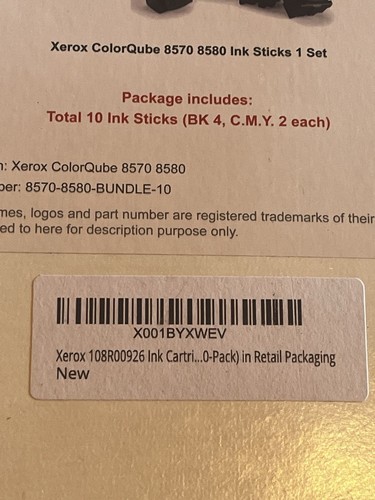 Xerox ColorQube 8570/8580 108R00926 Brand New Set of ink sticks 4 Blk, 2 C, M, Y - Afbeelding 4 van 4