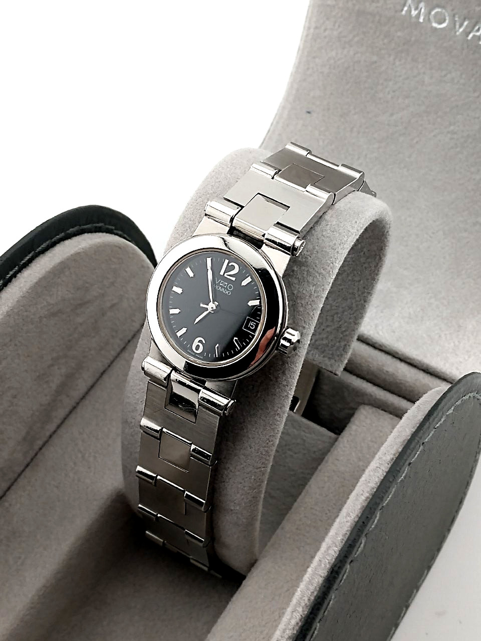 Movado Ladie's Vizio Watch SS W/Blk Dial Model #:84.36.1831 ~ Priced-to-Sell