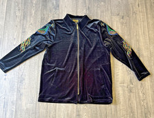 Vntg Bob Mackie Wearable Art Black Velvet Embroidered Peacock Jacket Size M