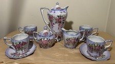 Limoges China Ornate Hand Painted Purple Floral Tea Set