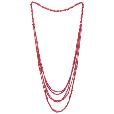 Red Faceted Bead Multi-Strand Necklace for Women, Layered Long Draped Stateme...