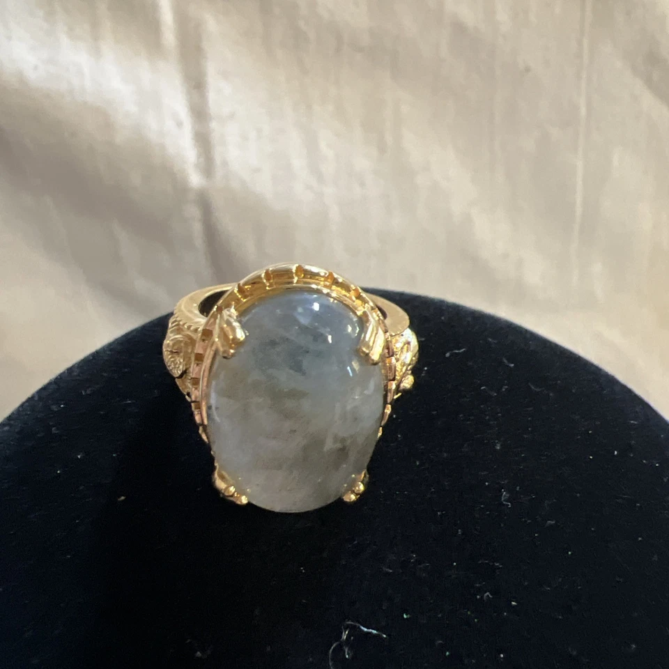 Anillo solitario de labradorita de fuego Karis Madagascar enchapado en 18 quilates YG (tamaño 6,0) #34 Foto 4 de 4