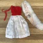 Vintage 1960s Barbie Original Silken Flame #939 Velvet Satin Dress & Fur Shawl